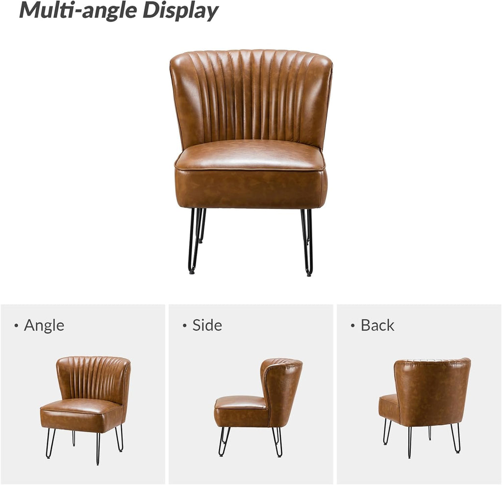 Faux Leather Accent Chairs Set Of 2 With Metal Base Z9895