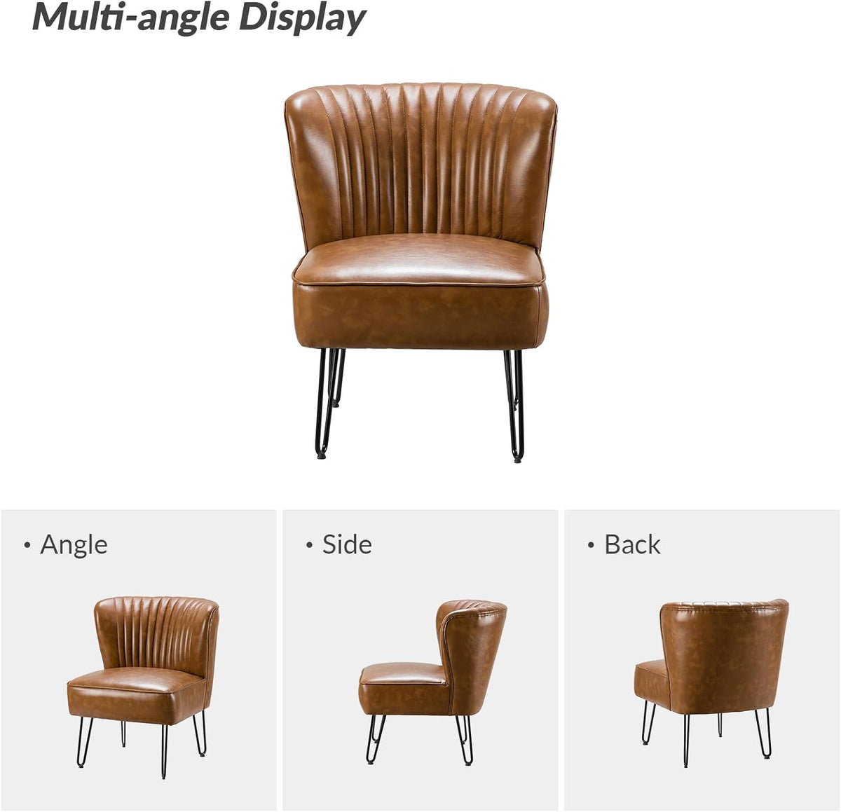 Faux Leather Accent Chairs Set Of 2 With Metal Base Z9895