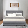Queen Upholstered Platform Bed with Trundle and Two Drawers Grey H5316