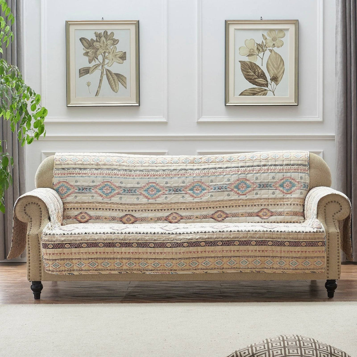 Tan Reversible Sofa Protector H2491