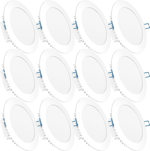 12 Pack 6 Inch Ultra Thin LED Recessed Ceiling Lights, 2700K Soft White, 14W Equivalent 100W, 850 LM Damp Rated Dimmable Y8002