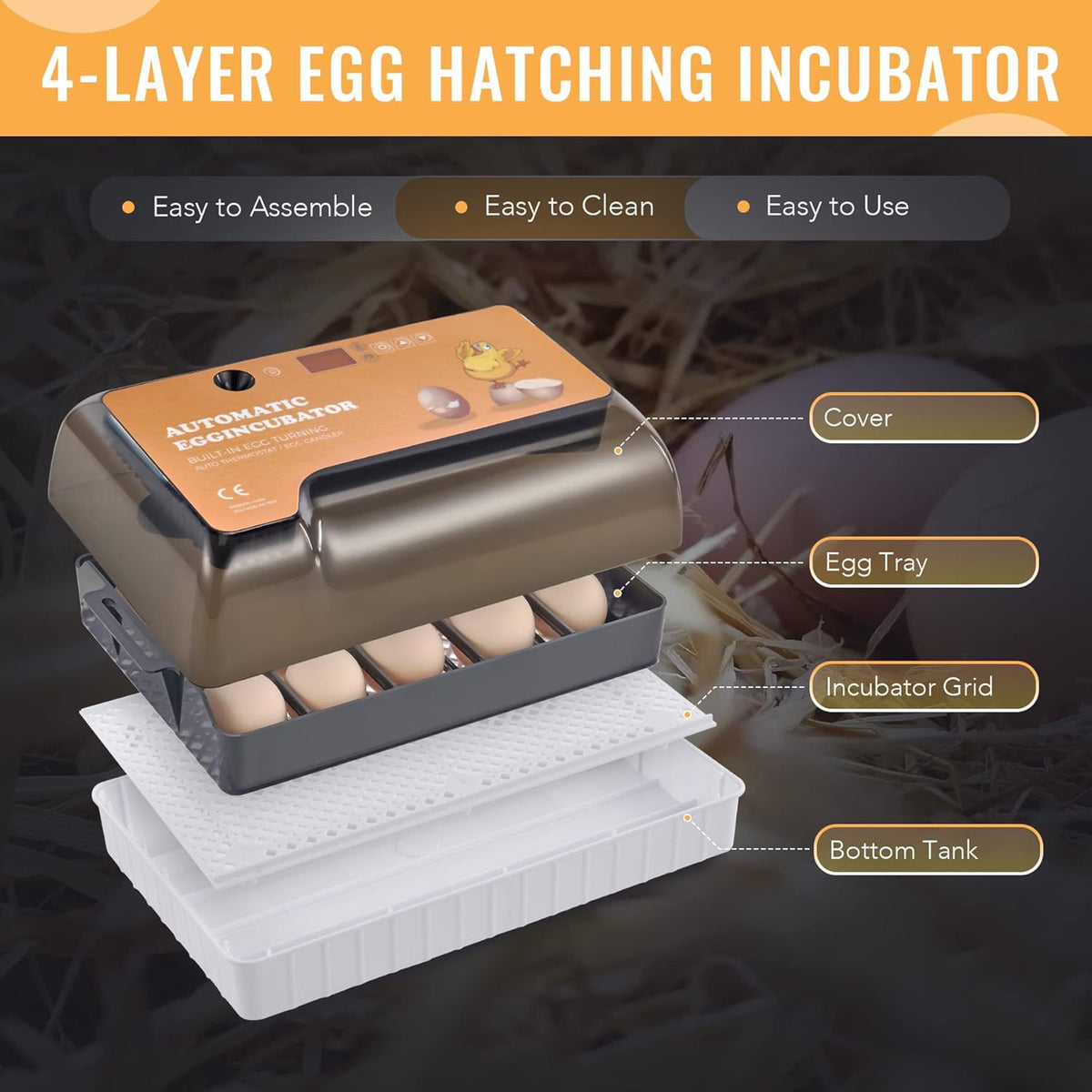 9-35 Eggs Fully Automatic Egg Incubator with LED Candler, Pack of 2 D562