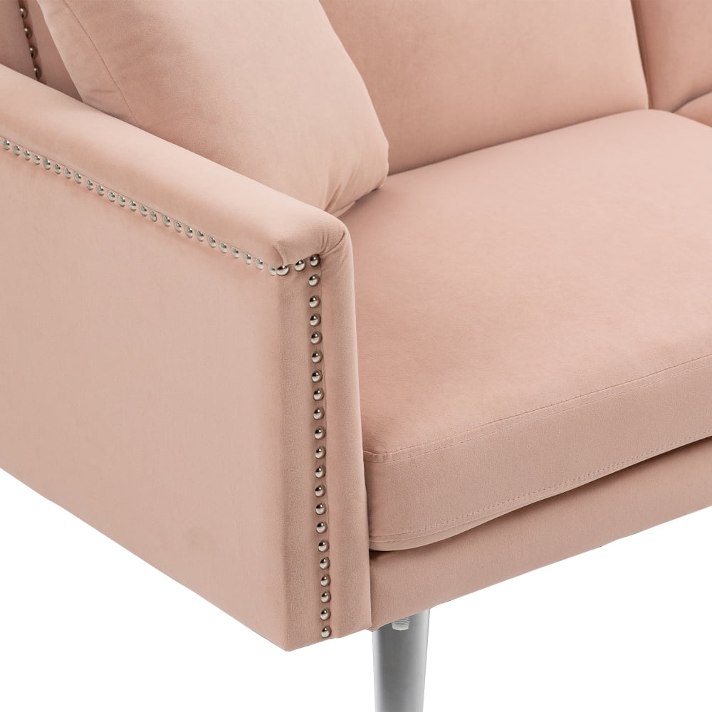Pink Velvet 3-Seater Tufted Sofa M17362