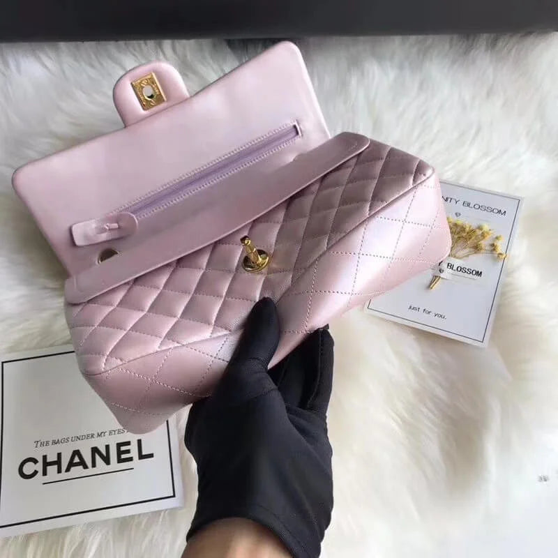Pink Gold Medium Lambskin Leather Flap Bag A453