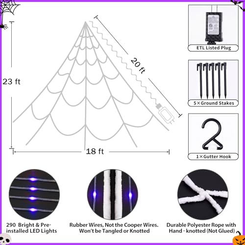 150 LED 16.4 Ft Spider Web Lights with 8 Lighting Modes A145323