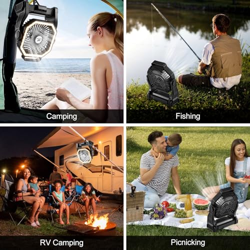 20000mAh Rechargeable Camping Fan with LED Lantern P4705