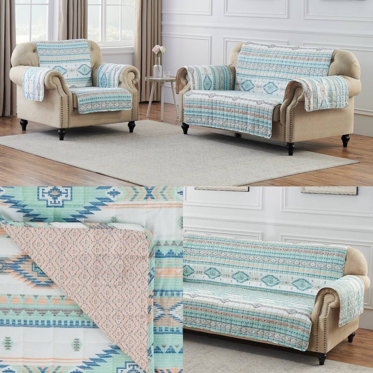 Tan Reversible Sofa Protector H2491
