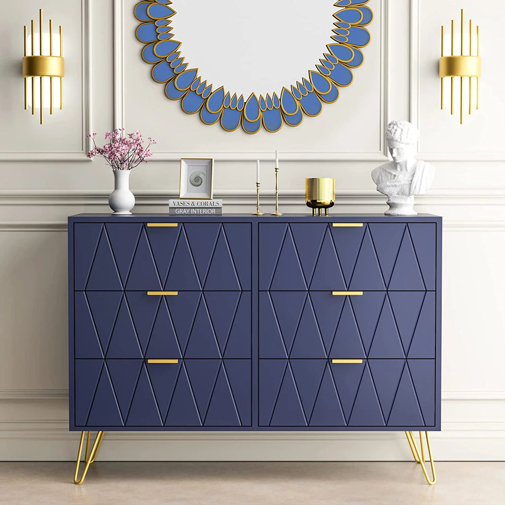 Navy Blue 6 Drawer Dresser Y9627