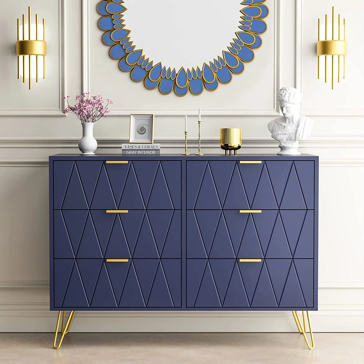 Navy Blue 6 Drawer Dresser Y9627