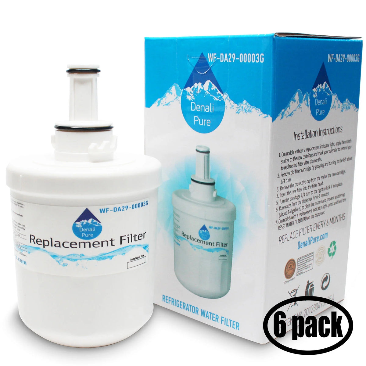 6-Pack Replacement Refrigerator Water Filter Cartridge H3367