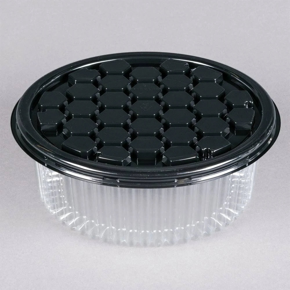 Black 8 inch Cake Display Container with Clear Dome Lid T480