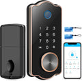 Bronze 5 in 1 Smart Lock with Biometric Fingerprint, Bluetooth, Keys, IC Card, Touchscreen Keypad N84638