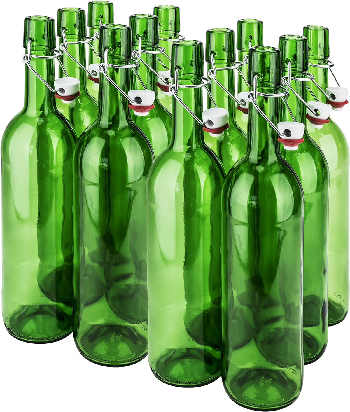 33-Ounce Green Glass Wine Bottle With Stopper, Swing Top (12) V111315