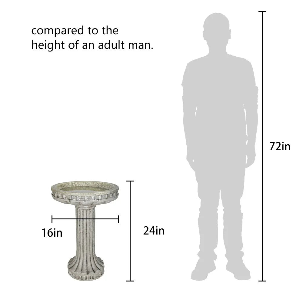 24" H Concrete Bird Bath F707