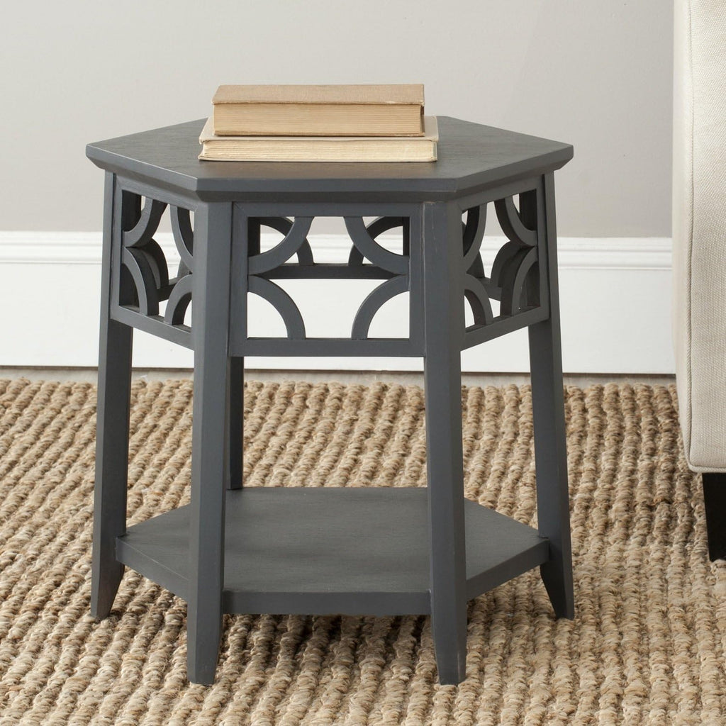 Light Brown Hexagon End Table U4475