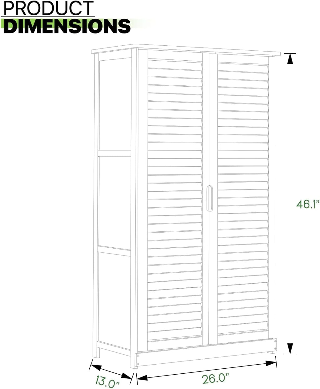 Tall Bamboo Shoe Storage Cabinet with Double Shutter Doors B7818