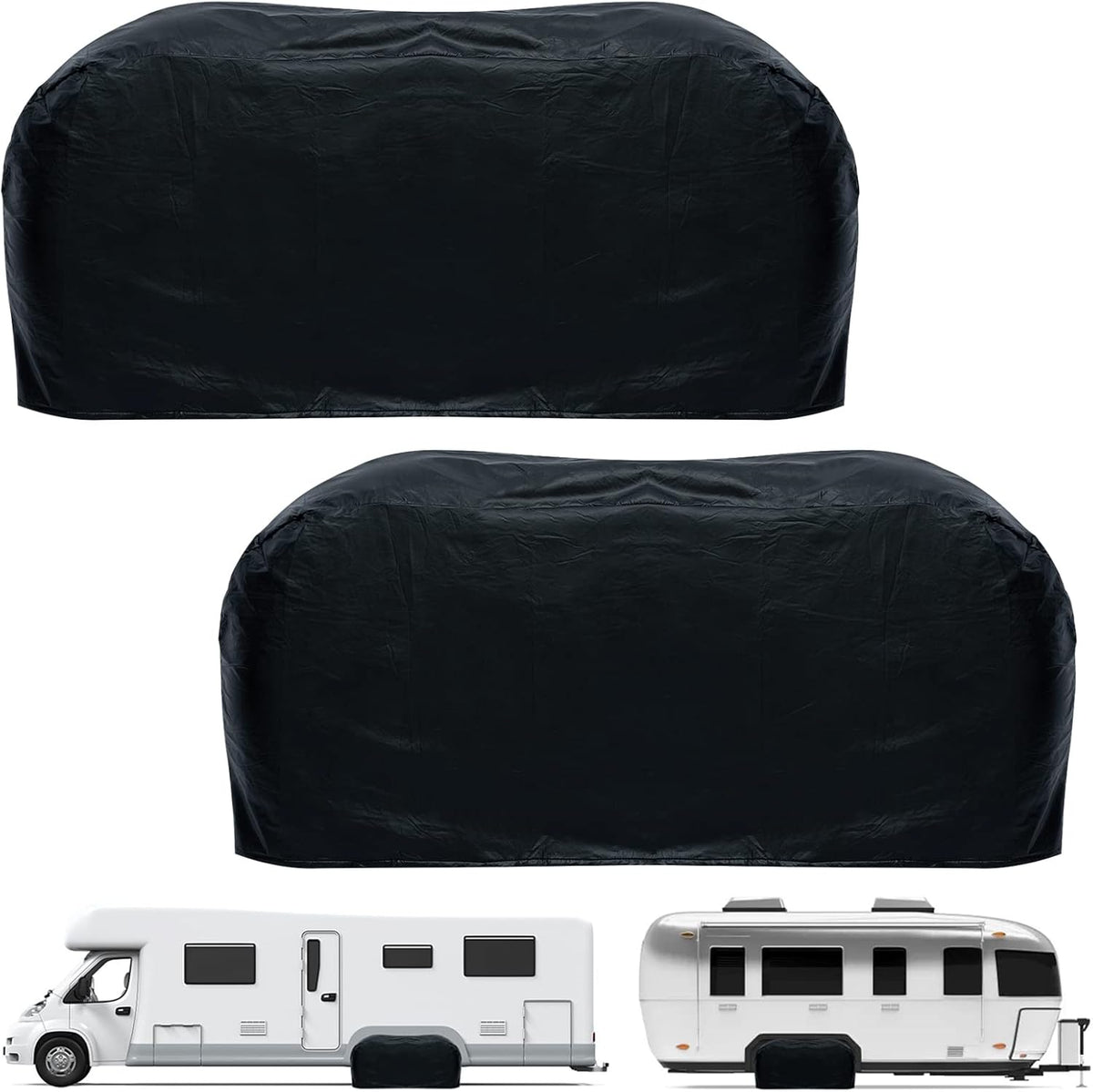 2 Pcs Waterproof Double Wheel Cover for RV Trailer Tires 30" to 32" Black Q37176