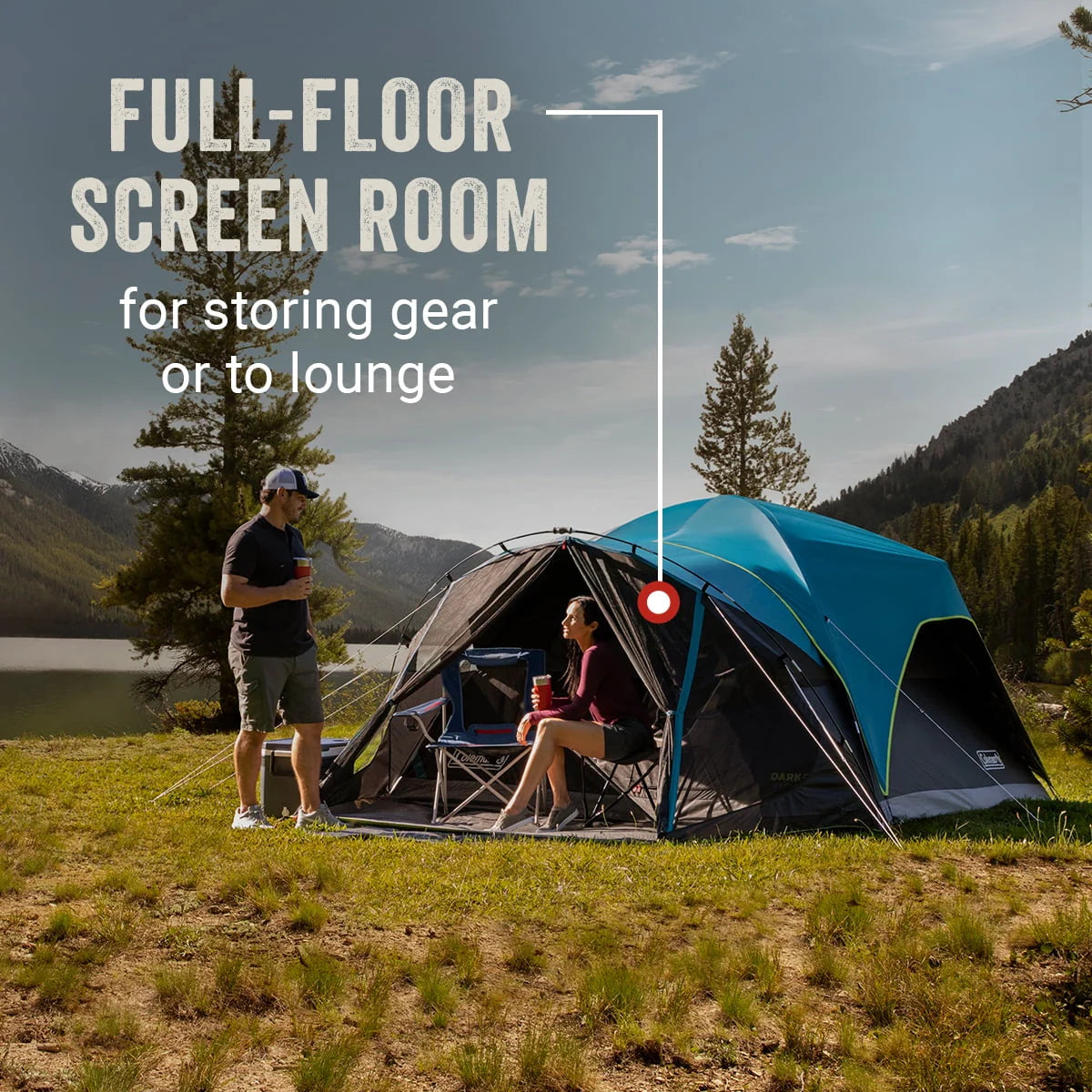 6-Person Dark Room Dome Camping Tent with Screen Room A40484