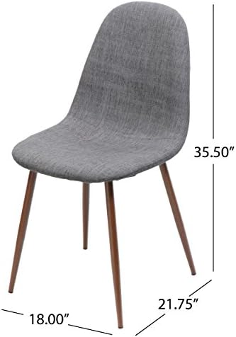 Mid Century Light Grey Fabric Dining Chairs with Dark Walnut Wood Legs (Set of 2) J668079