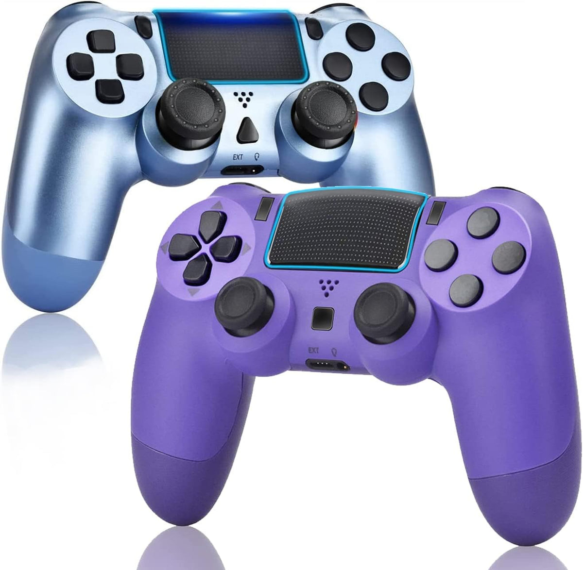 2 Pack Wireless Game Controller for PS4 (Transparent White Blue) D391801