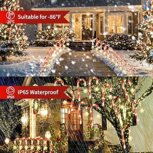 Solar Christmas Candy Cane Lights H435916