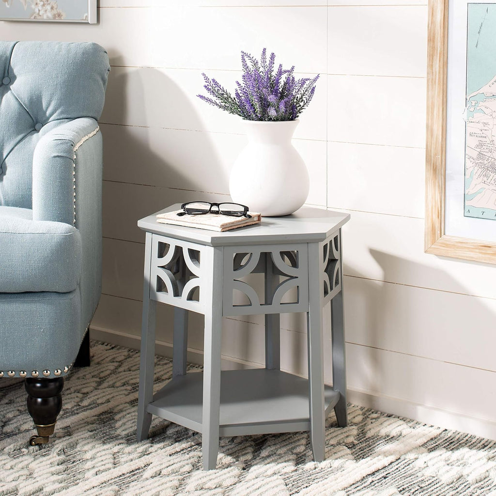 Light Brown Hexagon End Table U4475