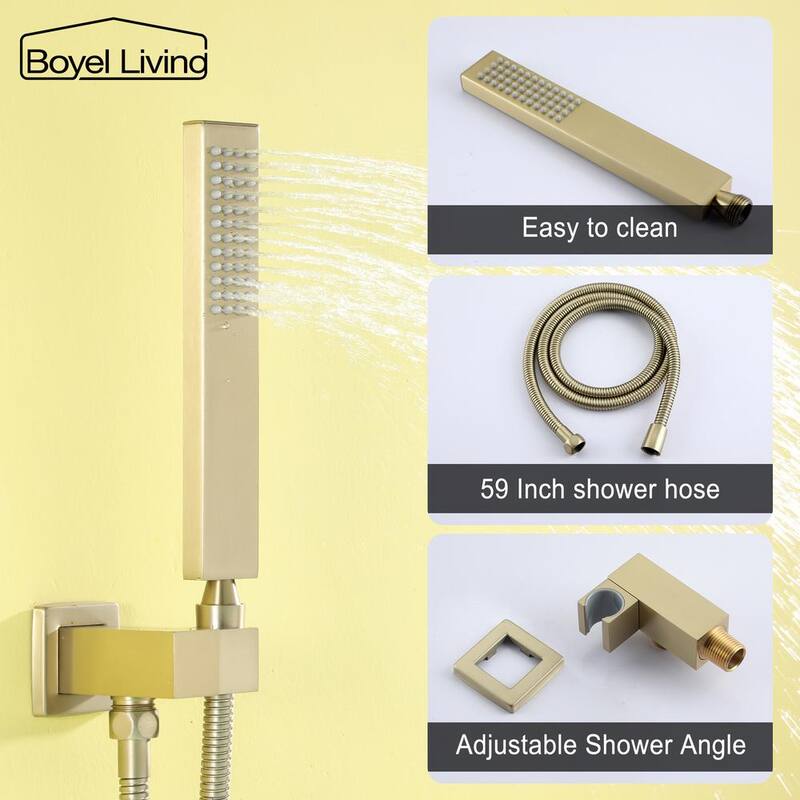 Brushed Gold Wall Mount Roman Tub Faucet with Hand Shower U791300