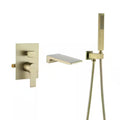 Brushed Gold Wall Mount Roman Tub Faucet with Hand Shower U791300