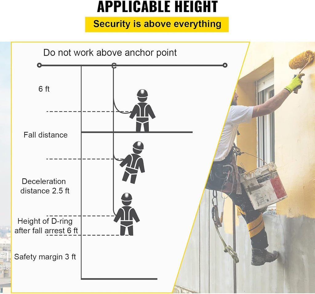 25 ft Polyester Fall Protection Rope with Alloy Steel Rope Grab, Pack of 2 T226