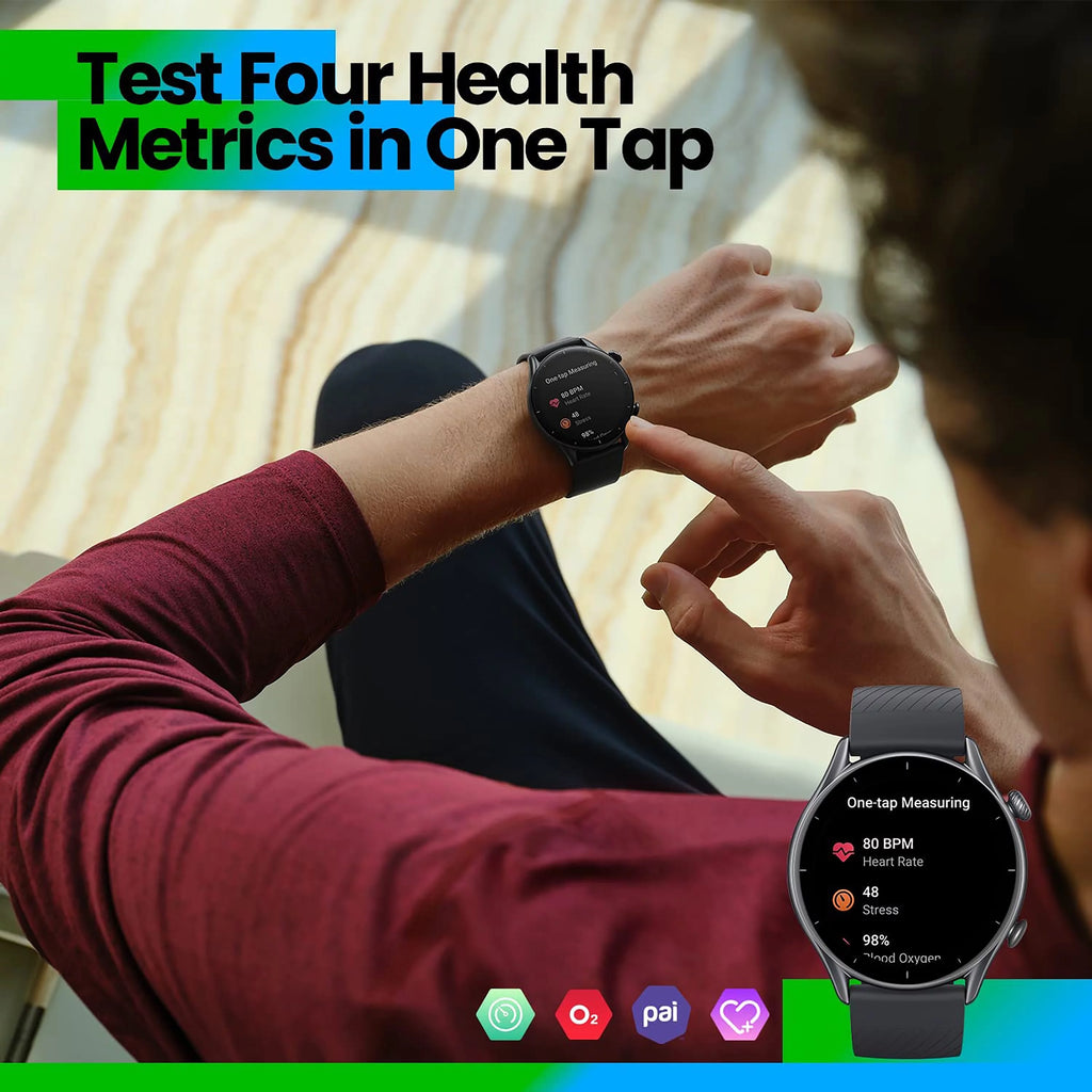 Smart Watch with GPS 150 Sports Modes 1.39” AMOLED Display Thunder Black T361