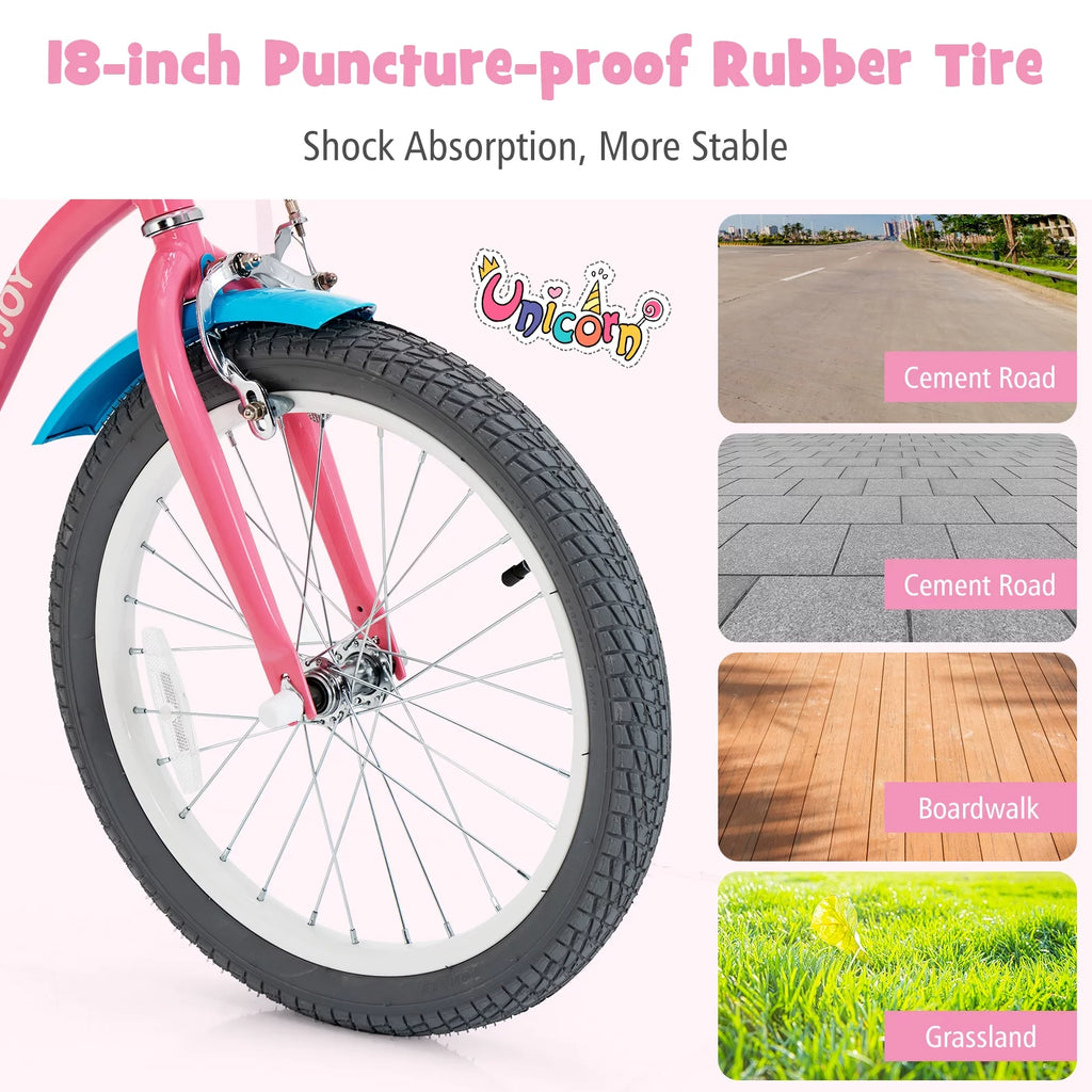 18 Inches Kids Bicycle with Training Wheels and Basket G101