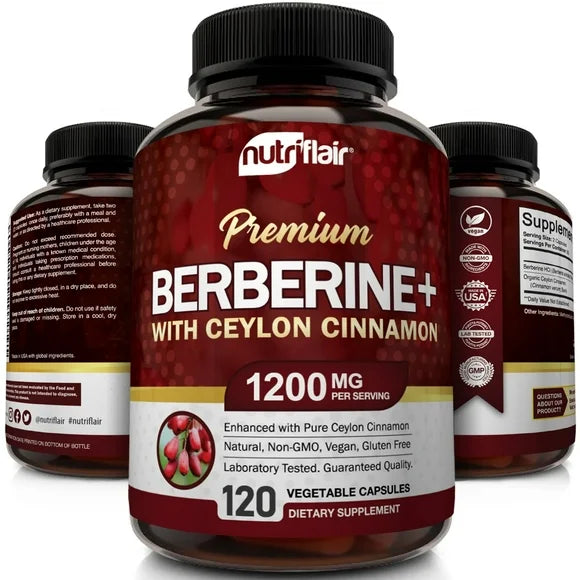 Berberine HCL 1200mg 120 Capsules with Ceylon Cinnamon P525