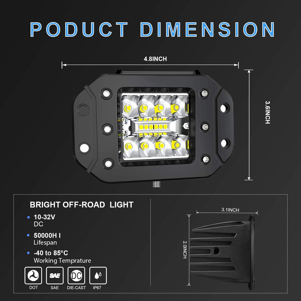 4PCS 42W LED Light Pods Spot Flood Combo Beam Work Light P1102