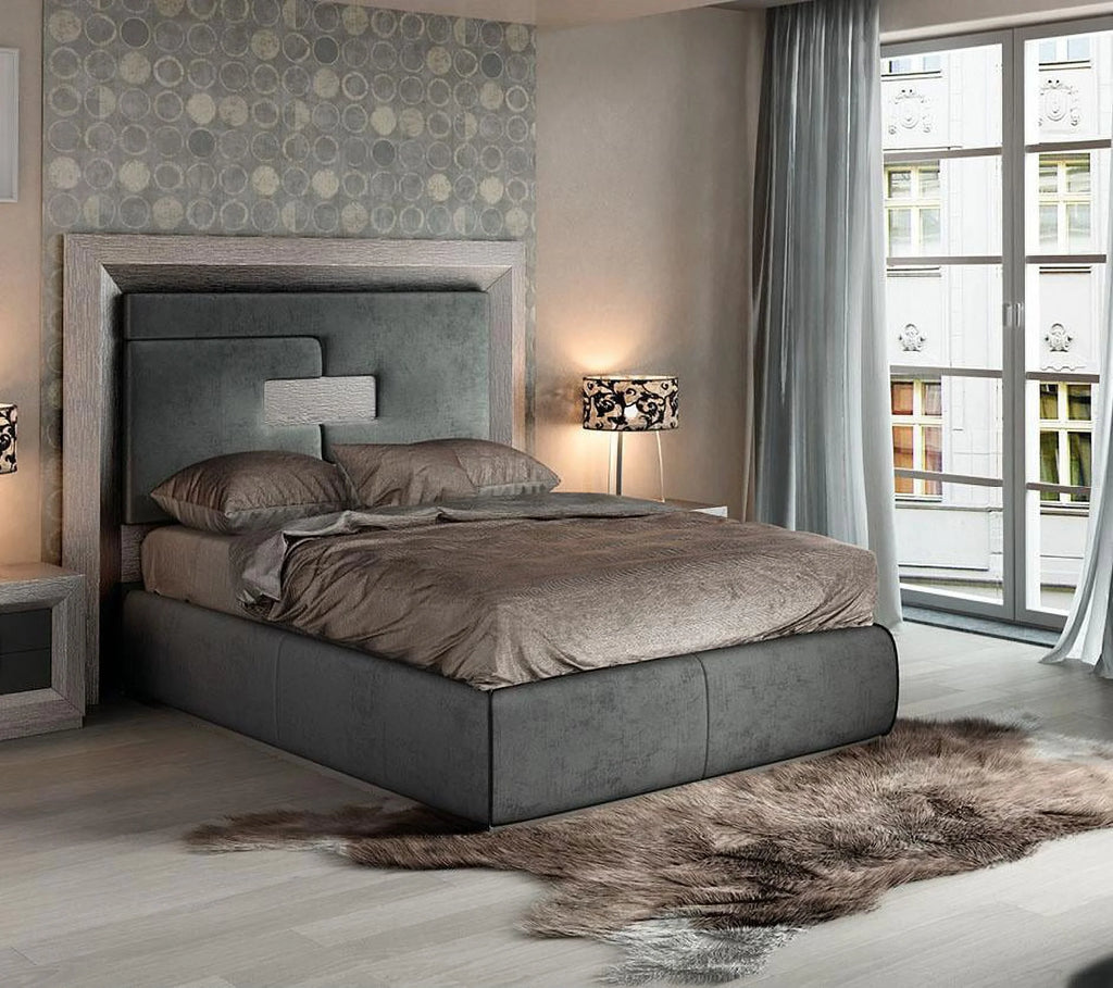 Gray High Headboard Queen Bed K9370