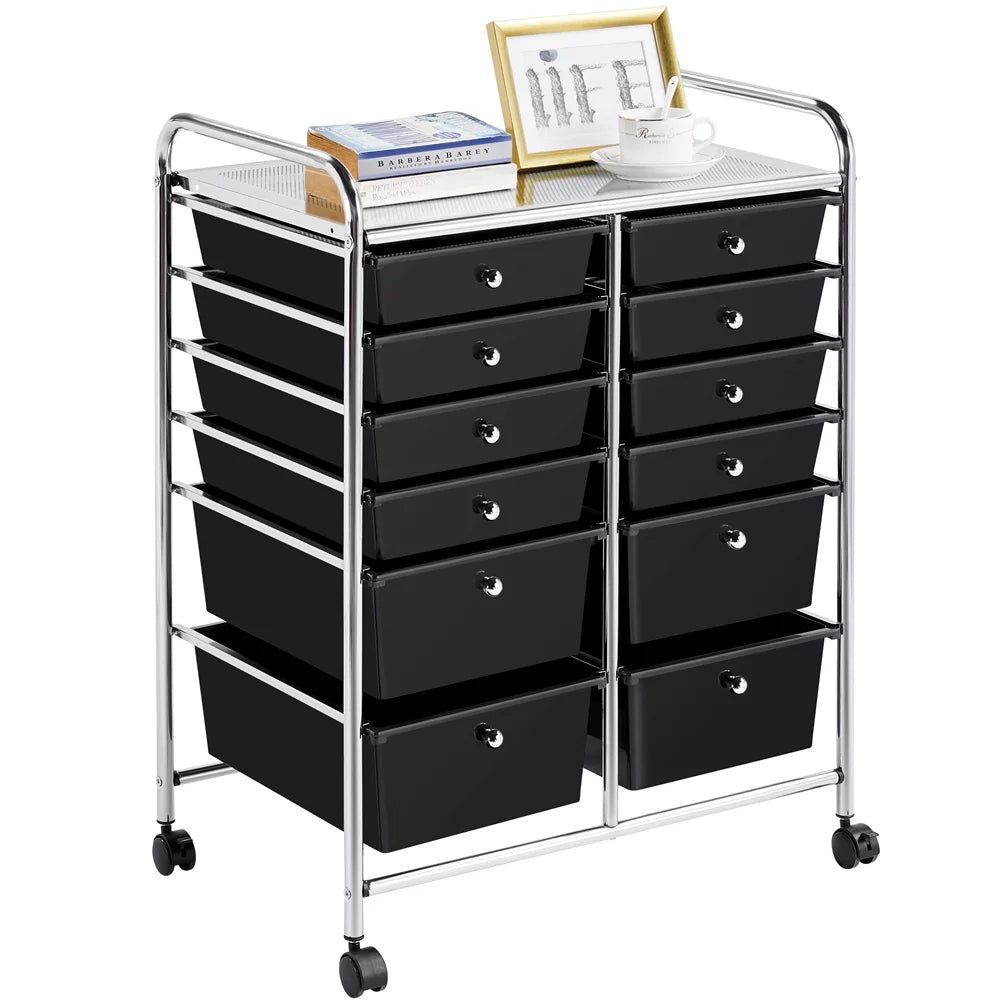 Black 12 Drawer Rolling Storage Cart Z89054