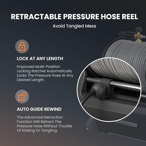 Electric Wall Mount Pressure Washer with 100FT Hose, 2900PSI, 4 Nozzles A10475