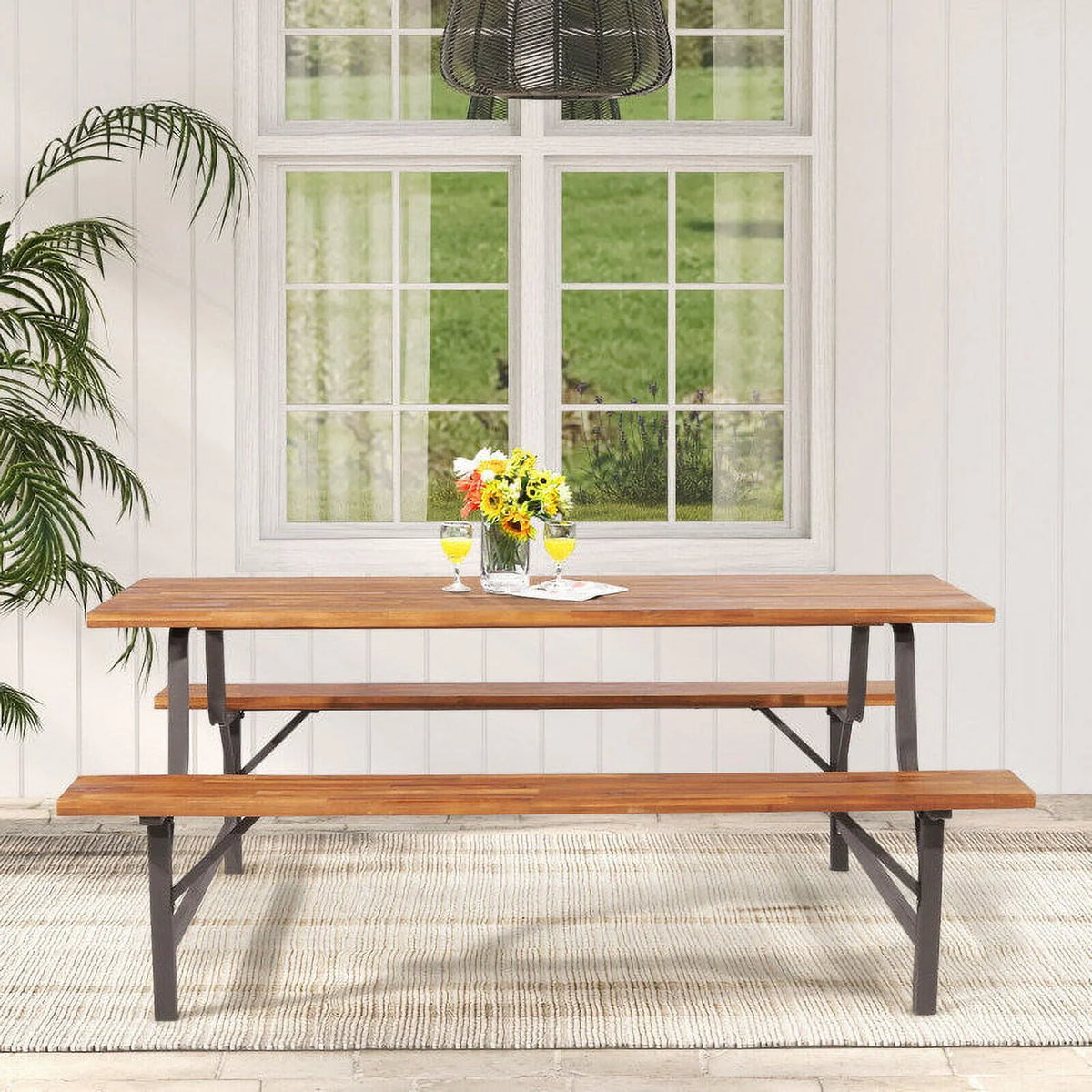 6-Person Outdoor Picnic Table and Bench Set K83878